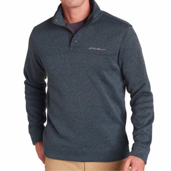 Eddie Bauer Men’s Radiator Quarter Button Pullover Blue Medium NWOT - Picture 1 of 5